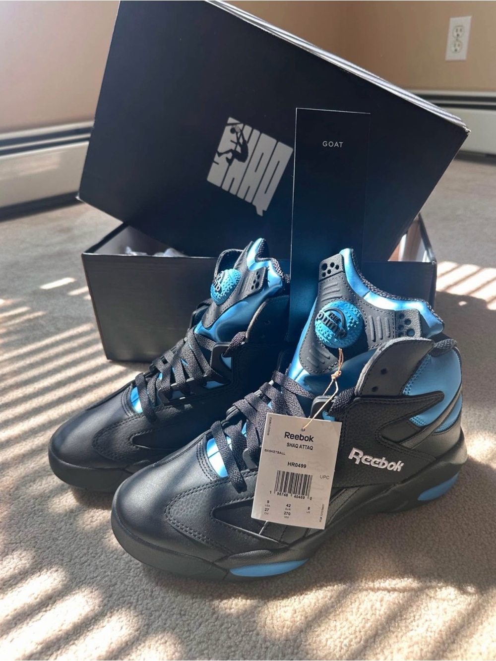 Reebok Men's Black and Attaq 2013 Black Azure High-Top Sneakers